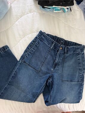 J. Crew Dark Blue Boyfriend Jeans with Front Patch Pockets
